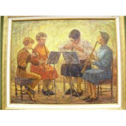 Alice Park "Magician" appraised by Joe Cruesy at $4000, small spot of paint missing above boys head,