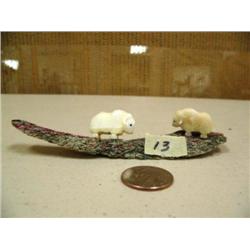 2 - 1" musk ox mounted on whale bone by Robert Kokuluk (2)