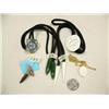 Image 1 : Lot of: Alaska Centennial bolo tie with jade drops, carved ivory flower necklace, carved ivory billi