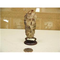 Outstanding mammoth ivory carving of 2 eagles feeding to babies in nest #M004 (2)