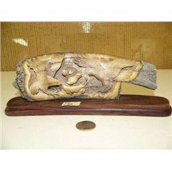 Relief mamomth ivory carving of fish, bears, eagles, rams - imported #M039 (2)
