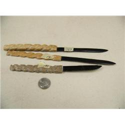 Lot of 3 baleen and whale bone letter openers (2)