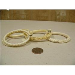 Lot of 5 ivory bangle bracelets, 2 ornately carved (196)
