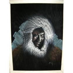 Original on black velvet of Eskimo man by Haley '61 (700)