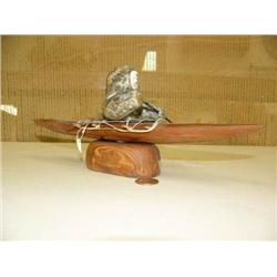 Soapstone and wood kayaker with ivory face by Ted Kitka from Sitka, AK (25)