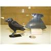 Image 1 : Baleen ulu by Robert Crumley on wood base and 3" baleen raven by Robert Crumley (2)