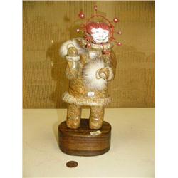 12" soapstone dancer with removable wood musk ox spirit mask by Michael Scott '93 (25)