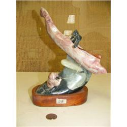 Fabulous 11" soapstone kayaker throwing line to man overboard Sergey Byazlov (25)