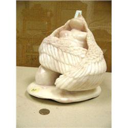 11" eagle man of pink alabaster by Michael Scott in 1992 (25)