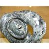 Image 3 : Soapstone carving on wood base 11" tall of whale and man intertwined (25)