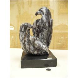 2 soapstone eagles on black stone base 13" by Sergey Byazlov (25)