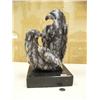 Image 1 : 2 soapstone eagles on black stone base 13" by Sergey Byazlov (25)