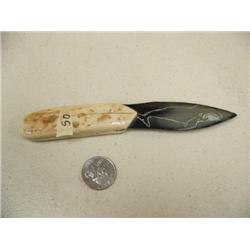 6.5" fossilized ivory and baleen letter opener by Roger Silook Sr. (2)