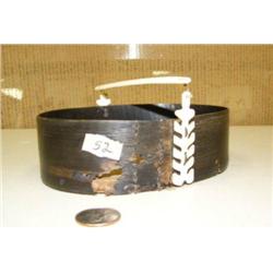 Old baleen and ivory box circa 1870 with open top, wood base and some minor damage to baleen (2)