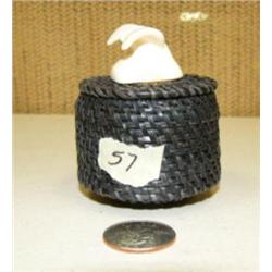 3" baleen basket with whales tail finial, very solid by Lily Hank (2)