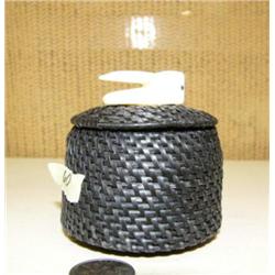 Tight as a drum, unseal fully carved walrus finial, 3"  baleen basket #650F by Lily Hank (2)