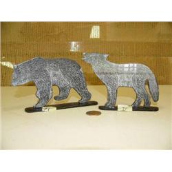 2 scrimshawed 5" baleen pieces: bear and howling wolf by Robert Crumley (2)