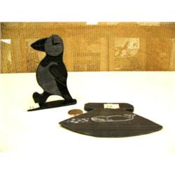 4" baleen ulu and 5" scrimshawed baleen puffin by Robert Crumley (2)