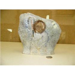 7" relief carved whale bone hunter (2)