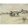 Image 3 : Original Georg Ahgupuk 4.5"x6.75" three caribou crossing tundra (2)