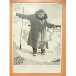 Extremely rare, one of 100 Fred Machetanz stone lithograph "Tom Cod Fisher" 11"x8.5" (187)