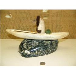 13.5" whale bone kayaker by Michael Scott mounted on Alaskan Jade (2)