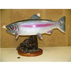 Phenomenal 22" carved wood Rainbow Trout by World Class fish carver (2)