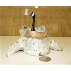 CHOICE on 3 Canadian Geese whale bone and ivory sitting on nest with eggs 4" tall (2)