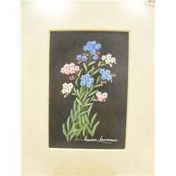 CHOICE on 2 original Jeanne Laurence 6"x4" - in good quality gold frame: Flowers (189)
