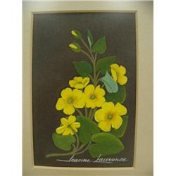 CHOICE on 2 original Jeanne Laurence 6"x4" - in good quality gold frame: Flowers (189)