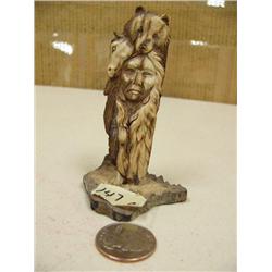 CHOICE on 4: relief carvings on mammoth ivory: Indian Chief, horse and bear (2)