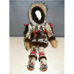 Ivory faced Eskimo doll with fur parka, pants, mukluks and mittens - approx. 24" (2)
