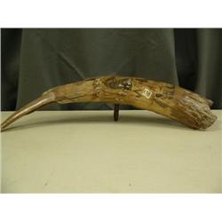 20" scrimshawed mammoth tusk with hunter, whale, walrus and bear by Ralph M Kowchee (74)