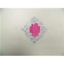 Ruby and diamond lady's ring, 14K yellow gold, ruby: oval faceted, Approx .75 carats, semi transluce