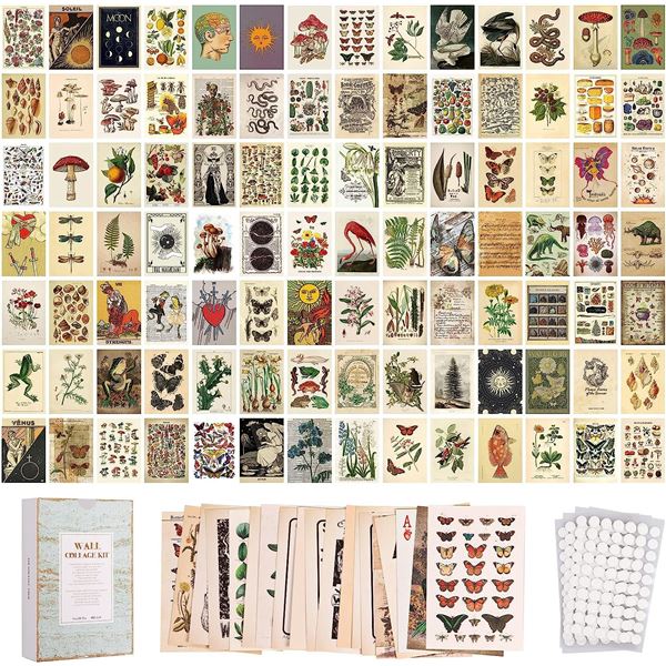 Vintage100 Pice 4x6 Wall Decors - Double Sided Cards | New
