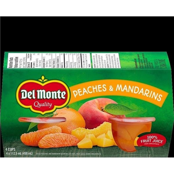 Case of 24 Del Monte | Peaches & Mandarins | BB 2021 (6x4 Cups in each case) | On Choice