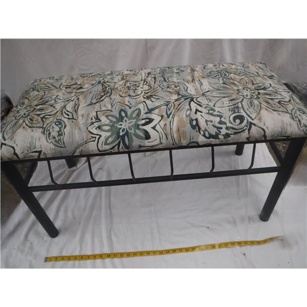 Metal Base Bench | Newly Upholstered | Approx 35" Long