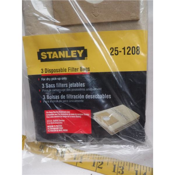 Stanely Shop Vac Filter Bags | 6 Packages, 3 in Each Package | New