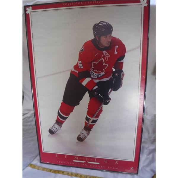 Large Framed Mario Lemieux 2002 Team Canada Poster