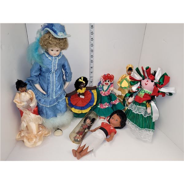 Box of Collectible Porcelain & World Dolls