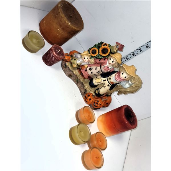 Lot of Unused Scented Candles + Partylite Candle Holder