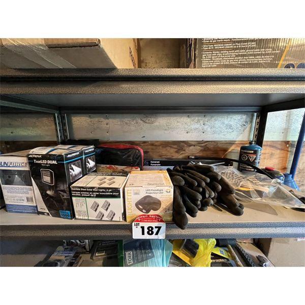 Solar Lights, Gloves, Cargo Net