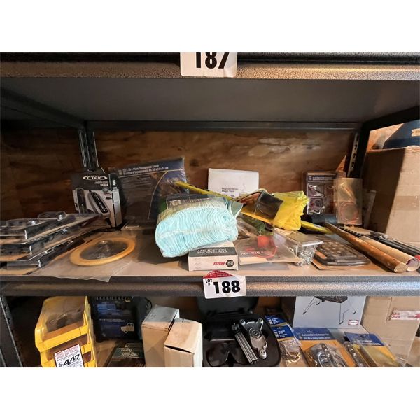 Battery Charger, Tarp, Calculator, Fish Fileting Knife Set