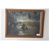 Image 2 : FRAMED HAND TINTED PHOTOS, SAIL BOAT & PLAM TREES (2 PCS)