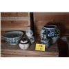 Image 1 : MIX LOT: CERAMIC BLUE & WHITE CHINESE & SOUTH EAST ASIA BOWLS VASES, JARS & EWER (4 1/2"-8") (5 PCS)