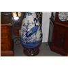 Image 2 : LARGE BLUE & WHITE PORCELAIN VASE, DUCK & PEONY MOTIF (42 1/2") (PAIR)