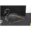 Image 2 : CLEAR GLASS SWAN BOWL & SMALL FOOTBALL (2 PCS)