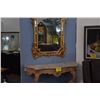 Image 1 : WALL MOUNTED CONSOLE TABLE W/MARBLE TOP & HOLLYWOOD REGENCY STYLE GILDED MIRROR (2 PCS)
