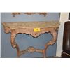 Image 4 : WALL MOUNTED CONSOLE TABLE W/MARBLE TOP & HOLLYWOOD REGENCY STYLE GILDED MIRROR (2 PCS)