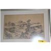 Image 2 : FRAMED CHINESE LANDSCAPE PAINTING; SIGNED (34" X 24 1/2")